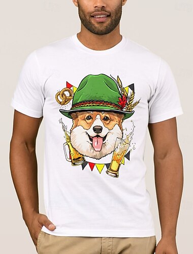  Oktoberfest Hund Deutscher Schäferhund T-Shirt Bayerisch München Deutsch Grafik Für Herren Erwachsene Karneval Oktoberfestbier Heißprägen Party Alltagstauglich
