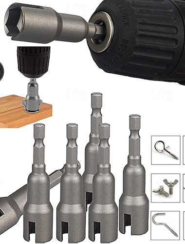  vleugelmoerboorset, orkaanvleugelmoerschroevendraaier, elektrische vleugelmoerschroevendraaier, dopsleutels, gereedschapsset, 1/4 inch zeskantige schacht, stalen boren, bits voor paneelmoeren,