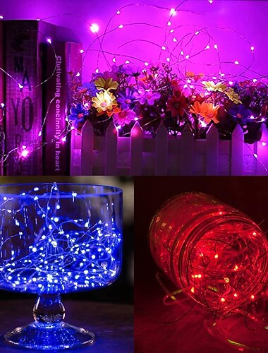  Elegante Bruiloft Ontvangst Feest 1pcs Knop Batterij Aangedreven LED String Lichten Zilver Koper Draad 2m 20LED Feer LED Feestdecoratie voor Kerst Halloween Bruiloft