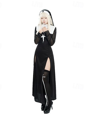  Nonne Cosplay Kostüm Maskerade Damen Erwachsene Karneval Halloween Halloween Maskerade Einfaches Karnevalskostüm