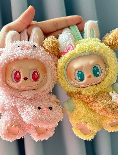  Kläder FörLabubu Dockor Fluffy Pig Outfit för 17cm Labulabu Dockor Docka Ingår Inte