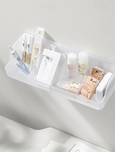  wandmontierte 4-Fächer-Organizerbox, transparente Aufbewahrungsbox ohne Bohren für Schmuck, Kosmetik und kleine Accessoires