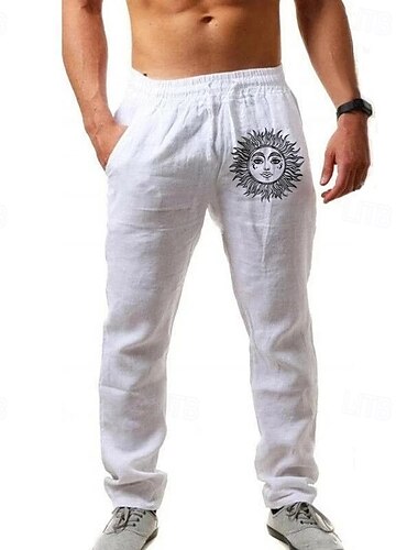  Herren Leinenhosen Hose Baggy-Hosen Strandhose Tasche Kordelzug Einfach Komfort Atmungsaktiv Volle Länge Täglich Urlaub Stilvoll Weiß Armeegrün Mikroelastisch