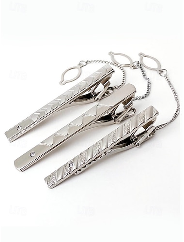  prendedor de gravata de liga masculina, incrustado com diamantes elegantes, design antiderrapante, acessórios formais de negócios para profissionais e ocasiões especiais