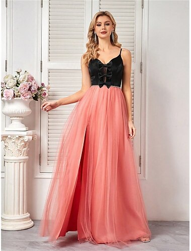  A-Linie Quinceanera-Kleider Elegant Kleid Formell Hochzeit Bodenlang Ärmellos Spaghettiträger Tüll Rückenfrei mit Falten 2025