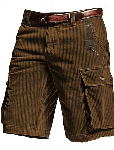  Homme Shorts cargo Shorts Shorts d'été Short en velours côtelé Multi-poches Poche à Rabat Uni Confort Portable Longueur Genou Extérieur Sport Quotidien Mode Occasionnel Noir Café