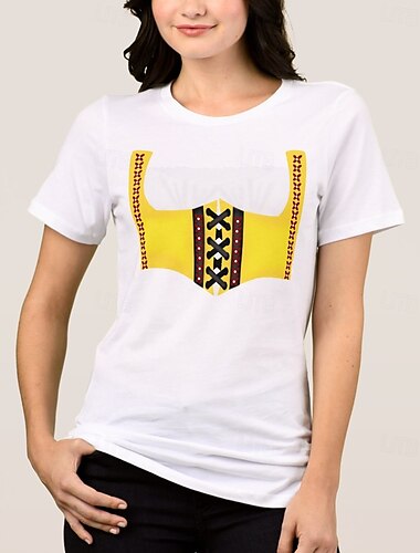  Oktoberfest Dirndl-Print T-Shirt Bayerisch München Deutsch Grafik Für Damen Erwachsene Karneval Oktoberfestbier Heißprägen Party Alltagstauglich
