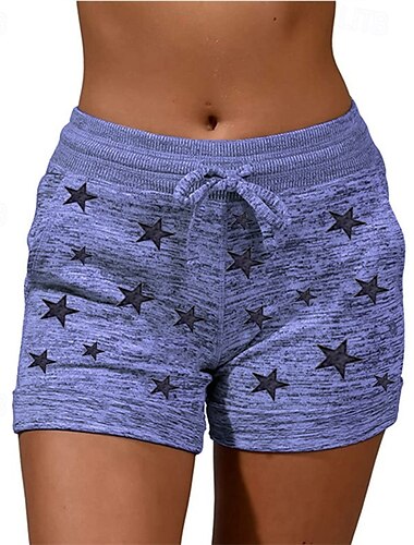  Damen Shorts Sonntags-Shorts Streetwear Lässig Kurz Mittlere HüfthöhePantsAmerikanischer Unabhängigkeitstag Stern Elastischer Bund Schnelltrocknend Atmungsaktivität Mikroelastisch Urlaub Straße