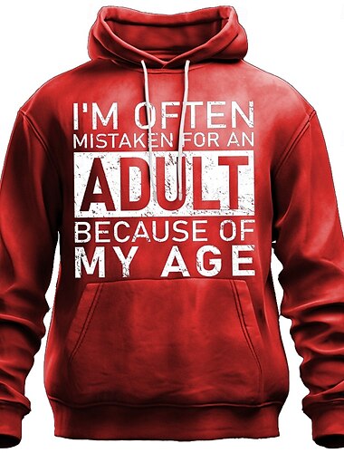  Herren Lustiger Slang Kapuzenshirts Pullover Kapuzensweatshirt Sweatshirt mit Kapuze Rundhalsausschnitt Mode Grafikdruck Ferien Streetwear Gelb Rote Kordelzug Herbst Winter Designer