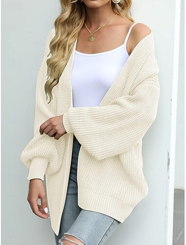  Damen Pullover Strickjacke Elegant Mode Streetwear Einfarbig Öffnung vorne Gestrickt Langarm Normale Oberteile Stricken Outdoor Täglich Wochenende Schwarz Rosa Herbst Winter