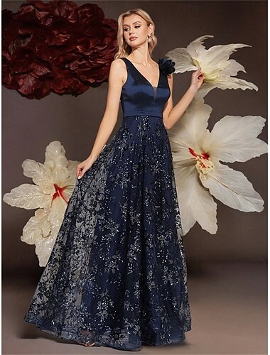  A-Linie Quinceanera-Kleider Elegant Kleid Formell Hochzeit Bodenlang Ärmellos V Ausschnitt Polyester mit Falten 2025