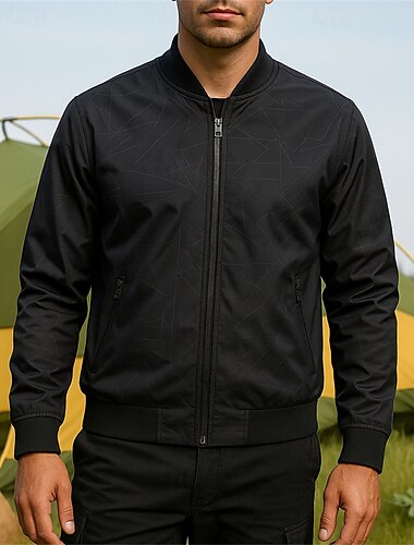  Men's Hiking Jacket Sport Jacket Outdoor Waterproof Quick Dry Lightweight Breathable Hiking Outfits Hiking Clothes Spring Autumn / Fall Jacket Tennis Golf Running Solid Color Black Army Green Khaki