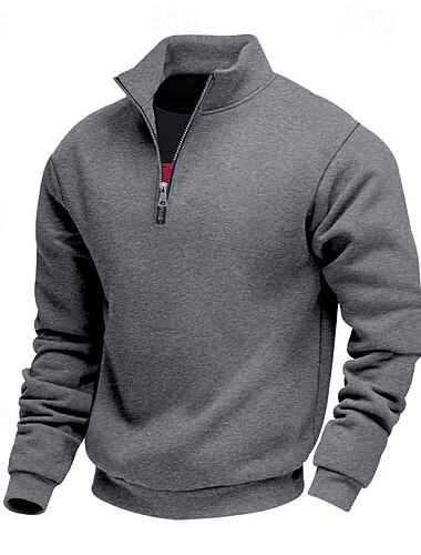  Herren Sweatshirt Viertelreißverschluss Sweatshirt Aprikose Schwarz Weiß Wein Rote Halber Reißverschluss Einfach Sport & Outdoor Täglich Ferien Polyester Streetwear Basic Lässig Sommer Frühling