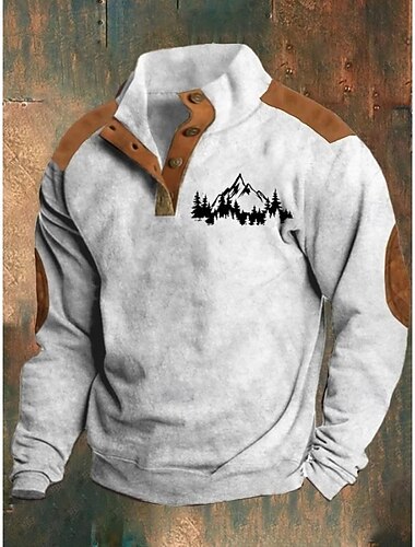  Herren Sweatshirt Schwarz Weiß Blau Braun Grün Stehkragen Grafik Druck Täglich Ferien Ausgehen Polyester Streetwear Lässig Herbst Winter Bekleidung Kapuzenpullover Sweatshirts