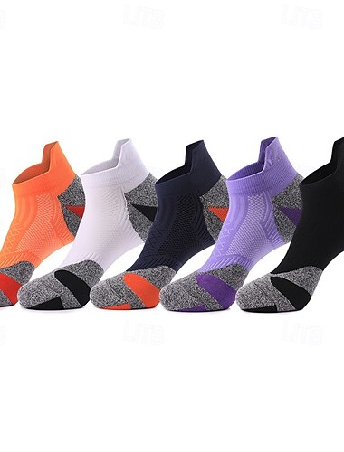  1 Par Mujer Calcetines para correr Transpirable Secado rápido Antibacteriano acolchado Al aire libre tobillo Retazos Nailon Violeta Negro Blanco para Esquí Corriendo Camping / Senderismo