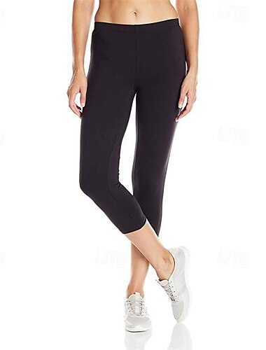  Damen Caprihose Leggings Lässig Athleisure Wadenlang Hohe Taille Einfach Elastischer Bund Atmungsaktivität Dehnbar Urlaub Straße Alltagskleidung Schwarz Hellgrau Sommer Frühling Schmale Passform