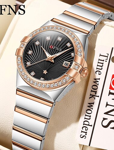  OFNS merk kinderhorloge dames quartz horloge mode strass casual polshorloge lichtgevende kalender datum waterdicht roestvrijstalen horlogeband