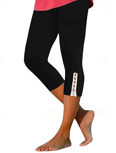  Damen Caprihose Leggings Mode Streetwear Wadenlang Natürliche Taille Einfach Elastischer Bund Bequem Außenbereich Outdoor Ferien Wochenende Schwarz Weiß Fuchsie Purpur Sommer Normale Passform