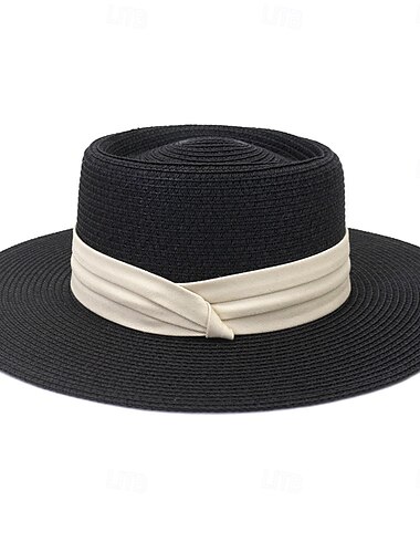  1pc Eleganter Damen-Strohhut mit breiter Krempe, leichter, atmungsaktiver Sommer-Strandhut für Outdoor-Aktivitäten, lässig &formelle Anlässe, Event-Accessoire