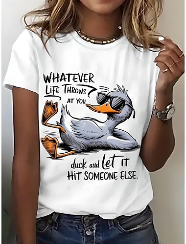  女性用 Tシャツ グラフィック 動物 鳥 ヴィンテージ スタイリッシュ クラシック 半袖 クルーネック ラウンドネック レギュラートップス 日常 週末 プリント ブラック ホワイト ピンク ブルー パープル 夏 春