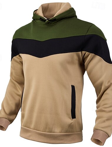  Herren Kapuzensweatshirt Schwarz Marineblau Blau Orange Khaki Mit Kapuze Farbblock Patchwork Sport & Outdoor Täglich Ferien Polyester Streetwear Basic Lässig Frühling Herbst Bekleidung Kapuzenpullover