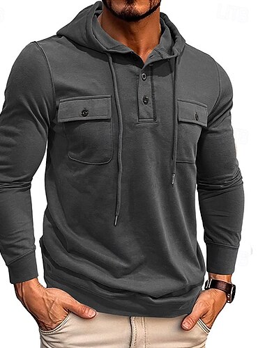  Pánské Kapuce Černá Armádní zelená Trávová zelená Tmavě šedá Kávová Kapuce Bez vzoru Kapsy Sporty a outdoor Denní Dovolená Polyester Šik ven Základní Na běžné nošení Jaro Podzim Oblečení Mikiny s