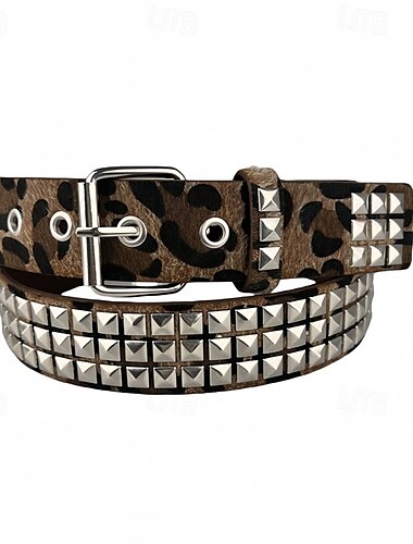  Homens Cinto Cinto para a Cintura Branco Rosa Poliéster PU Moda Durável Ajustável Leopardo Rebite Ao ar livre Diário
