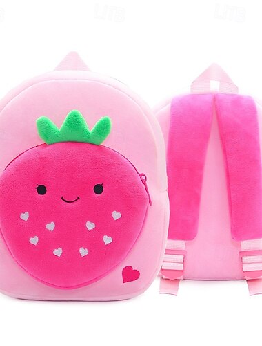  Mochila de frutas fofa de desenho animado, mochila de pelúcia infantil, mochila mini casual para meninos e meninas