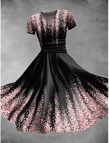  Damen Midikleid Sommerkleid Figurbetontes Kleid Urlaub Lässig Täglich Ferien Ausgehen Normale Passform Blumen Grafik Halbarm V Ausschnitt Weiß Rosa Blau Sommer