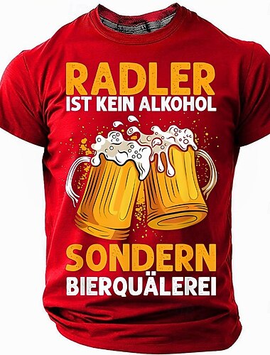  Camiseta Masculina Engraçada de Cerveja Alemã - 'Radler é Bierquälerei' Humor de Bebida Manga Curta