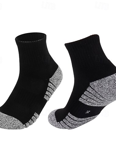  1 par de calcetines deportivos para hombre, transpirables, antiampollas, que absorben el sudor, acolchados, para verano, para exteriores, con parches en el tobillo, de algodón, gris oscuro, negro y