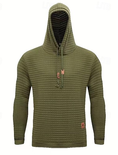  Men's Waffle Sweatshirt Hoodie White Army Green Khaki Hooded Plain Drawstring Casual Daily Sports Polyester Cool Designer Sportswear Fall & Winter Clothing Apparel Hoodies Sweatshirts  Long Sleeve