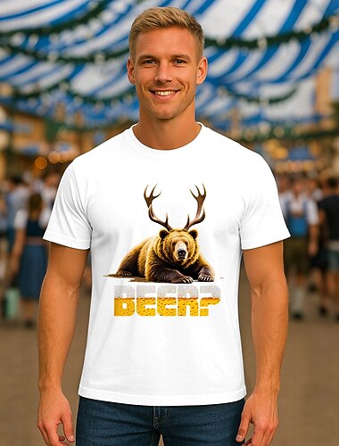  T-shirt Maglietta Lederhosen Match bavarese Monaco Tedesco Divertente Alpino Corte Grafico per Per uomo Adulti Stampa a caldo  per Carnevale Birra Oktoberfest Feste