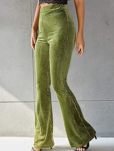  Mujer Pantalones de Pana Timbre Moda Ropa de calle Longitud total Cintura Media Plano Cintura elástica Al Aire Libre Cómodo Exterior Calle Fin de semana Granate De color verde oscuro Albaricoque Gris
