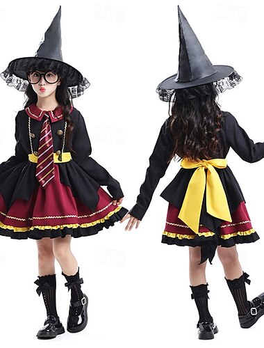  Zauberer Maskerade Halloween Mädchen Kinder Leistung Halloween Halloween Karneval Einfaches Karnevalskostüm