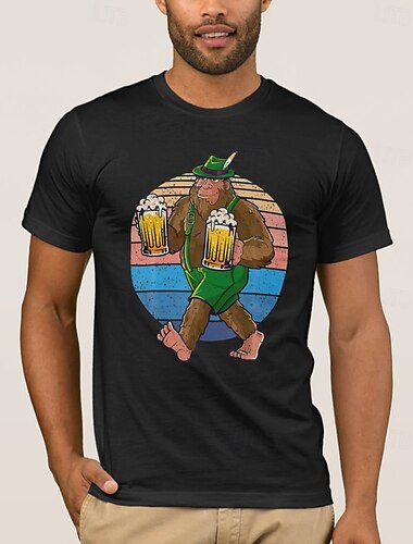  Oktoberfest Bier Bigfoot T-Shirt Bayerisch München Deutsch Grafik Für Herren Erwachsene Karneval Oktoberfestbier Heißprägen Party Alltagstauglich