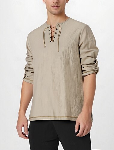  Médiéval Renaissance 17ème siècle Longueur moyenne Blouse / Chemise Costume de cosplay Ren Faire Chevalier Viking Chevalier Celtique Cordon de serrage Couleur Unie Homme Pirate Halloween Mascarade