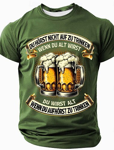  Oktoberfest Herren Bier T Shirt Kurzarm T-Shirt 3D-Druck Rundhalsausschnitt Hemd Mode Übertrieben Täglich Party Straße Lässig Schwarz Blau Grün Sommer Frühling Bekleidung S M L XL XXL XXXL