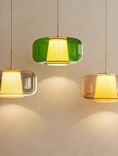  Modern hängande lampa, ljuskrona i glas och metall, kreativ personlighet i aluminium, konsthängande lampskärm i aluminium, dekoration för sovrum och vardagsrum