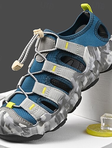  Férfi kék terepszínű túraszandál gyorszáras pántokkal, tartós és kényelmes, tökéletes szabadtéri sportokhoz és kalandtúrákhoz