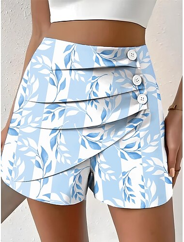  Dam Kinesiska Shorts Semester Vintage Etnisk Stil Kort Medium Midja Plisserad Semester Gata Dagligen Rosa Ametist Rödhakeägg blå Grön Sommar Vår Normal