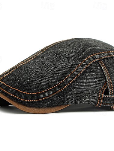  Herren Schiebermütze Ascot-Hut Zeitungsjungenmütze Schwarz Marineblau Jeansstoff Mode Lässig Straße Täglich Einfach Verstellbar Sonnenschutz Atmungsaktiv