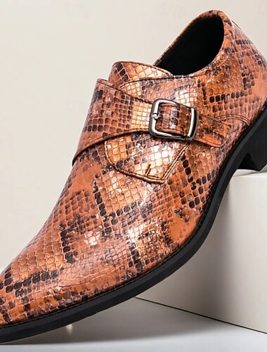  brune slangemønstrede munkestropper for menn – klassiske formelle sko med en moderne vri, perfekt for forretnings- eller kveldsantrekk