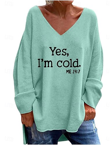  Damen Bluse Buchstabe Stilvoll Lässig Langarm V Ausschnitt Normale Oberteile Täglich Druck Schwarz Weiß Rosa Orange Grün Frühling Herbst