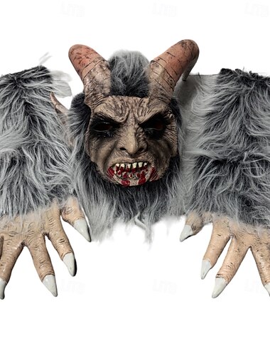  Halloween Maske gefallener Engel Satan Dämon Luzifer Maske für Erwachsene realistische gruselige Kostüme Latex Gesichtsmaske, dunkle Teufel Horror Maske, Spukparty Requisite