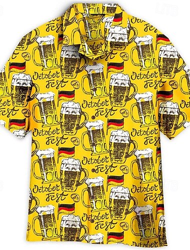  Oktoberfest Birra Camicie hawaiane Camicia Aloha bavarese Monaco Tedesco Grafico Per Per uomo Adulti Carnevale Birra Oktoberfest Stampa 3D Vacanza Feste