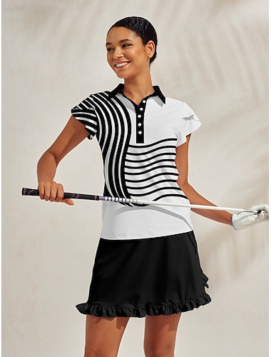  Femmes T-shirt POLO Blanche Manche Courte Top Vêtements de golf pour femmes, tenues, vêtements