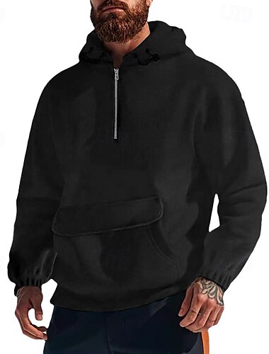  Herren Kapuzensweatshirt Pullover Kapuzensweatshirt Taktisch Schwarz Weiß Purpur Grün Hellgrau Mit Kapuze Einfach Fronttasche Sport & Outdoor Lässig Täglich Streetwear Cool Sportbekleidung Herbst