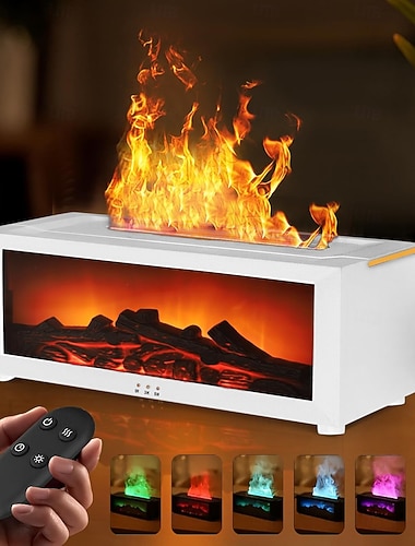  1 pz. Simulazione retrò di fiamma, camino, umidificatore silenzioso, macchina per aromaterapia, luce colorata per l'atmosfera, interruttore di temporizzazione a tre livelli, telecomando, tipo C,