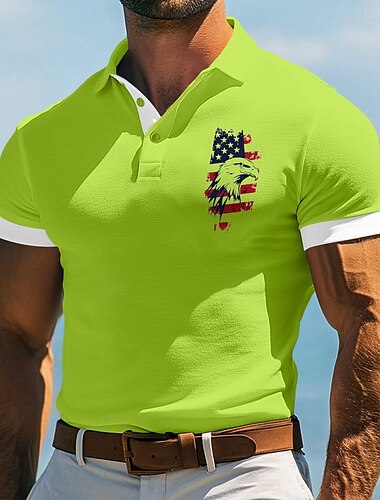  Men's Golf Shirt Vacation Work Lapel Ribbed Polo Collar Short Sleeve Basic Modern Color Block Patchwork Buttons Summer Spring Spring & Summer Regular Fit White Blue Green Gray Golf Shirt
